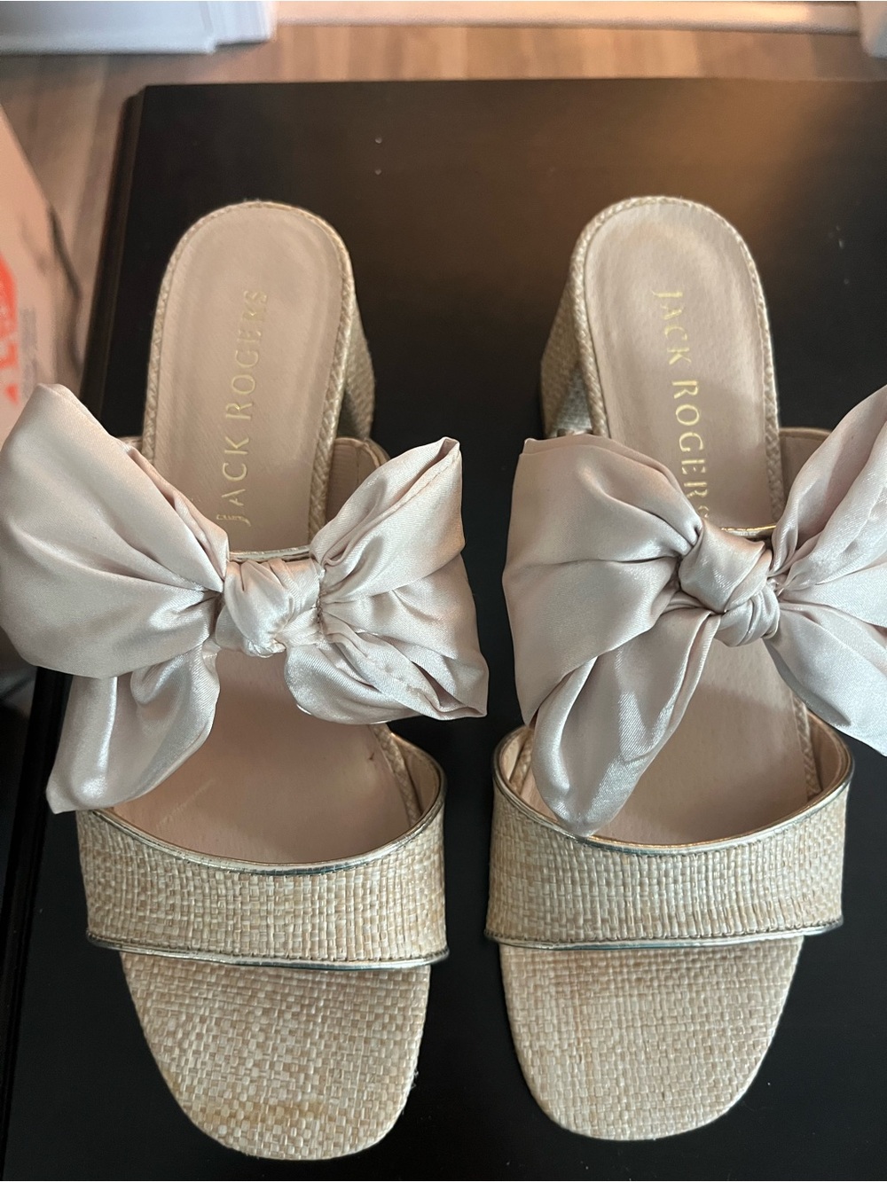 Jack Rogers Blush Pink Satin Bow Slide Mules - Picture 4 of 4